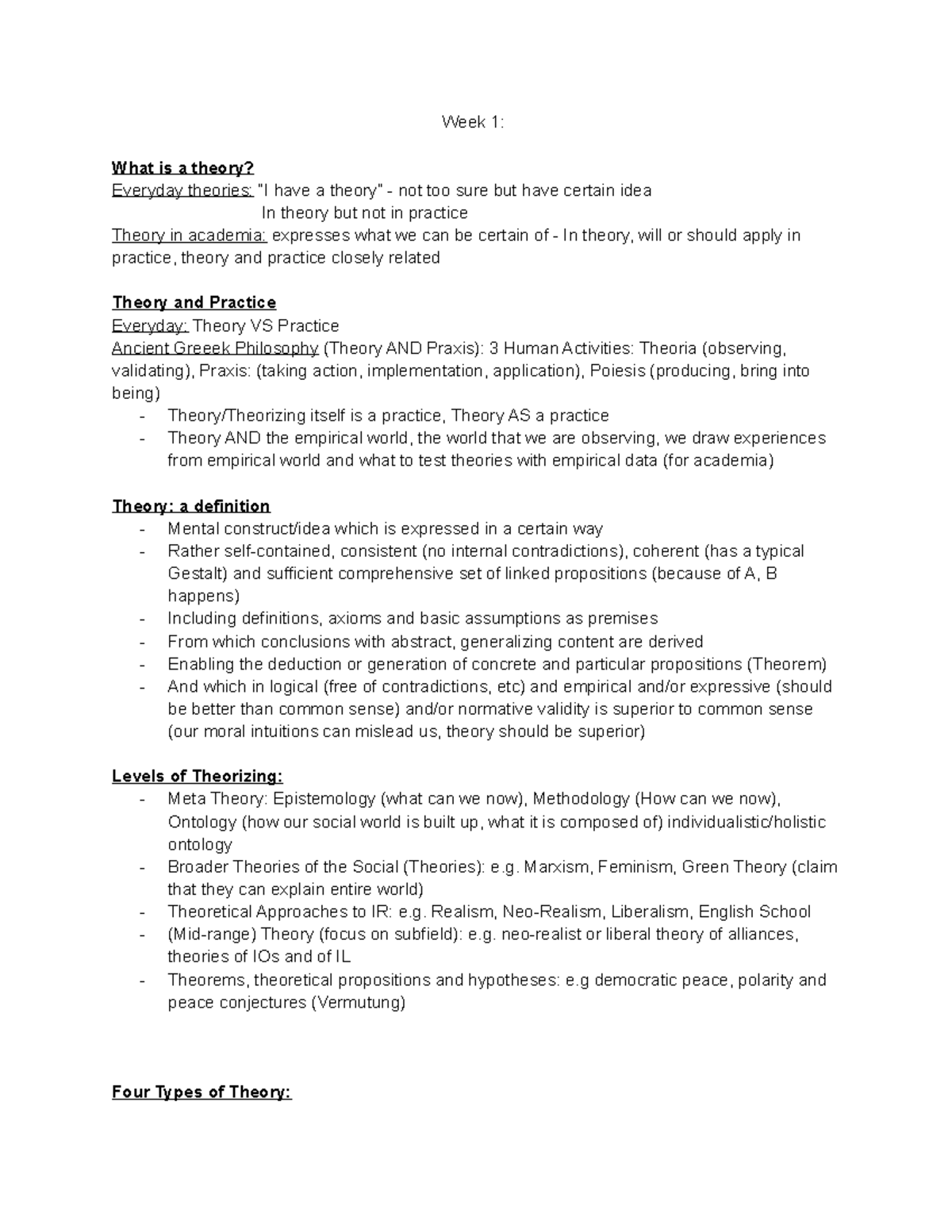 International Relations Theory Lecture Notes - Course Code IR 101 ...