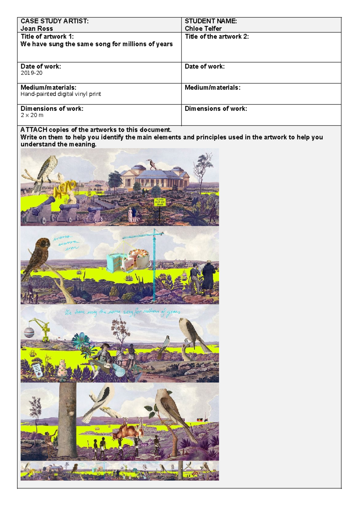 Case study artist research template - CASE STUDY ARTIST: Joan Ross ...