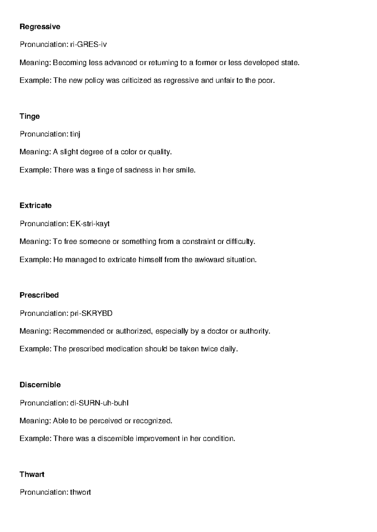 Advanced Vocabulary List: Key Terms and Meanings for Mastery - Studocu