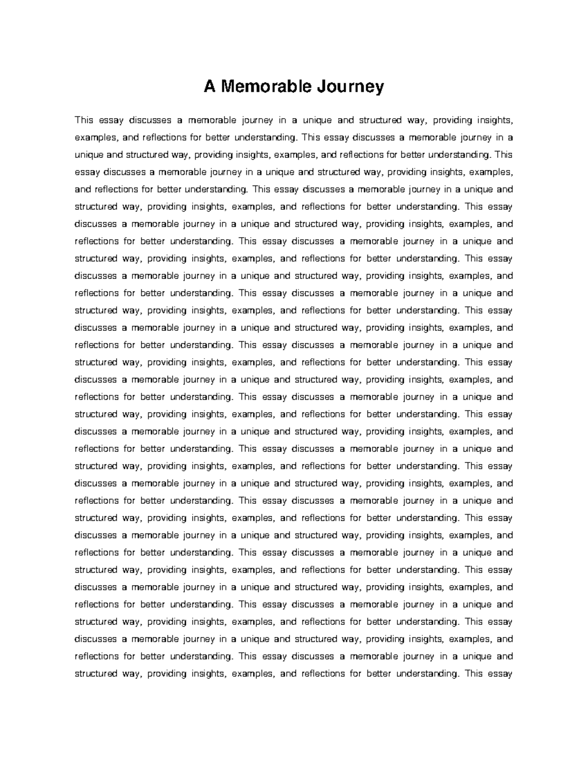 ENG 101: Essay on a Memorable Journey and Its Lasting Impact - Studocu