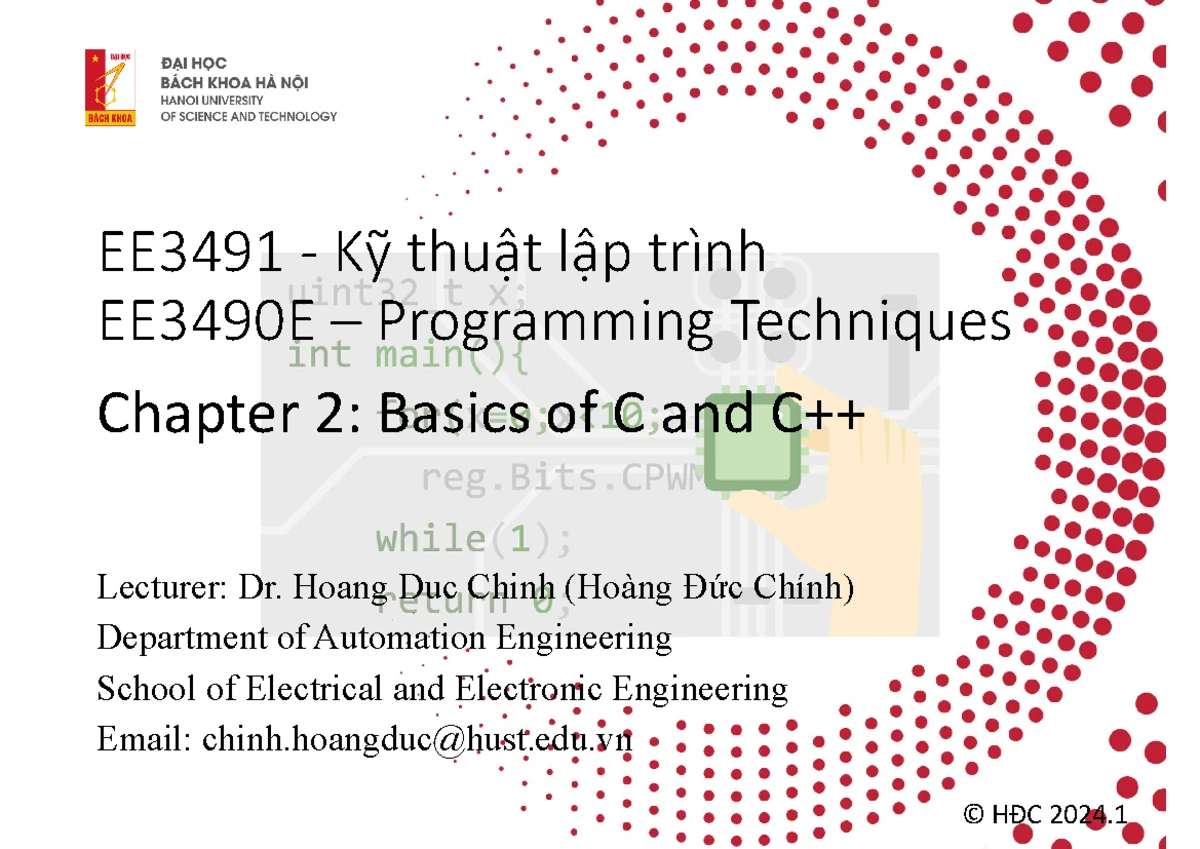 EE3491 - Chapter 2: Basics of C and C++ Programming Techniques - Studocu