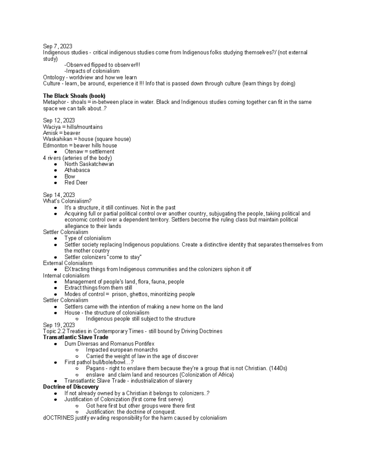 NS 111: Critical Indigenous Studies - Key Concepts & Notes - Studocu