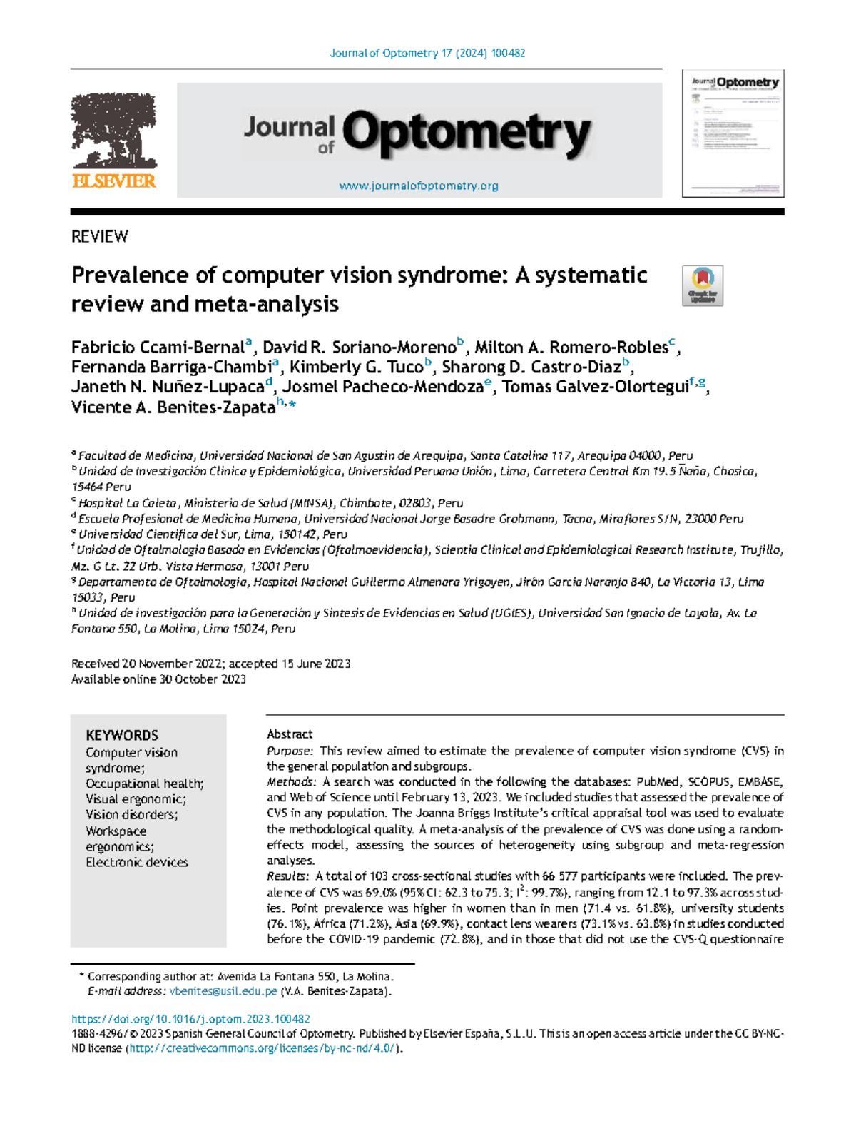 Prevalence of Computer Vision Syndrome: A Systematic Review (OPT 2024 ...