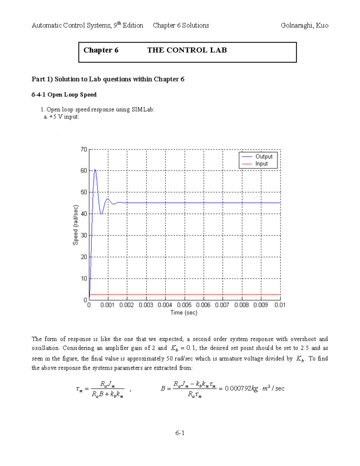 Automatic Control Systems (ENGR 123) Chapter 6 Solutions - Golnaraghi ...