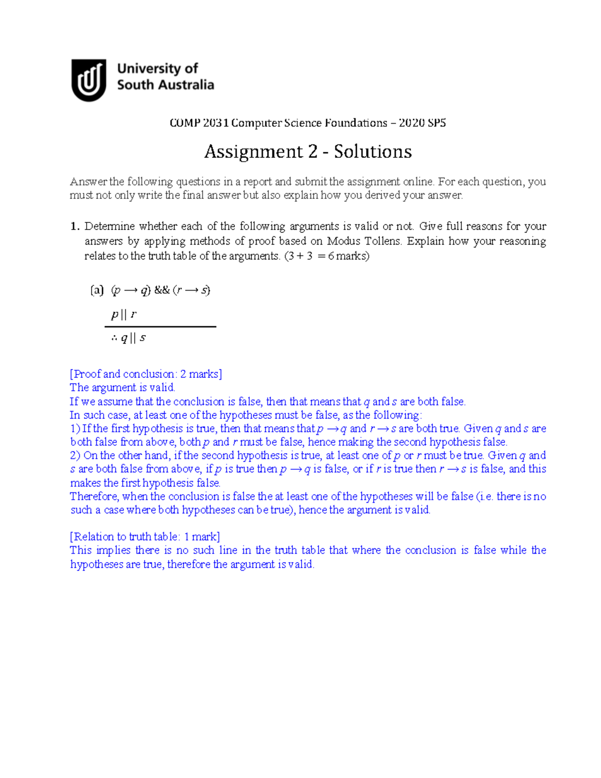 COMP2031 Assignment 2 2020SP5 Solutions - COMP 2031 Computer Science ...