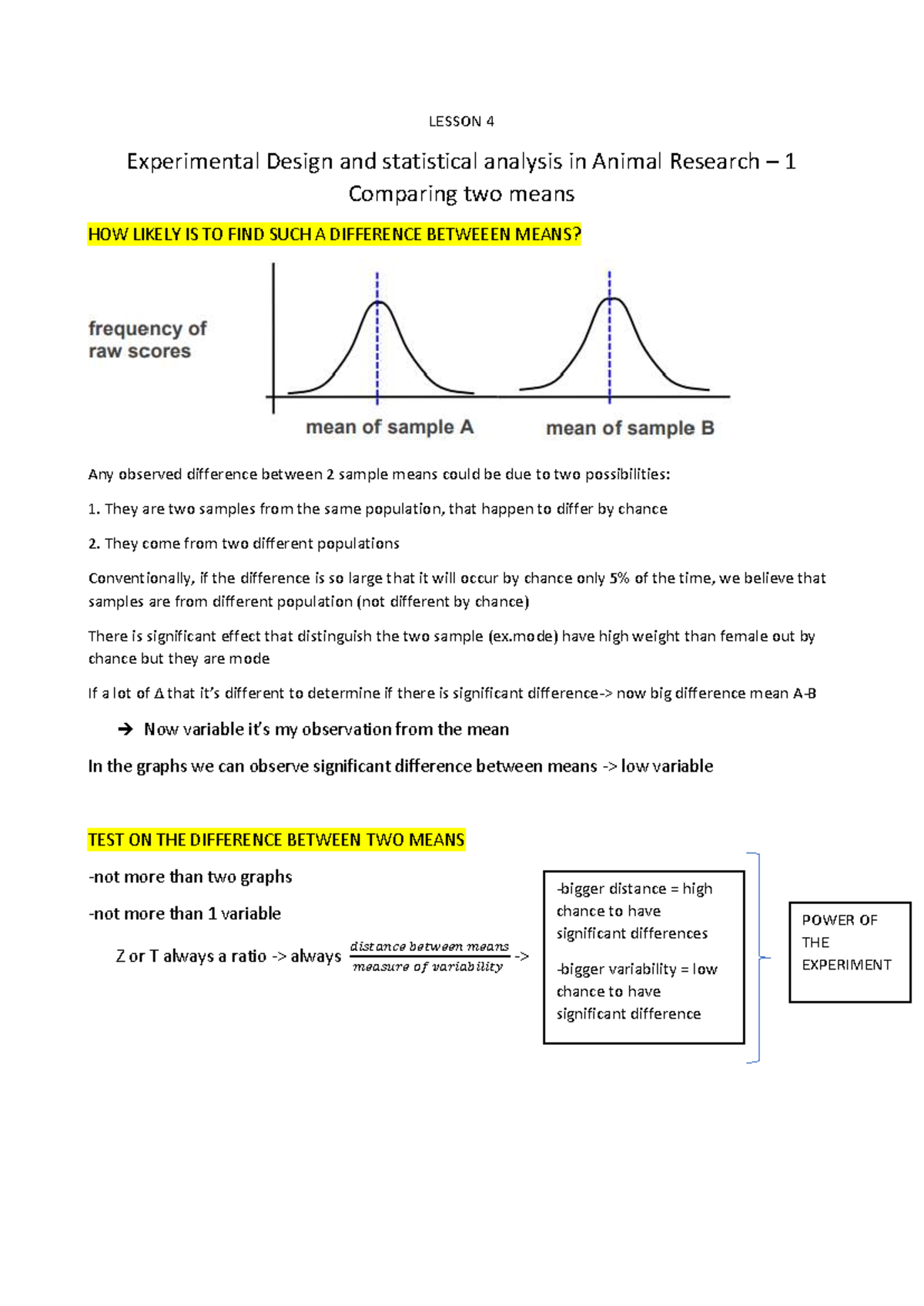 LESSON 4: Experimental Design & Statistical Analysis in Animal Research ...