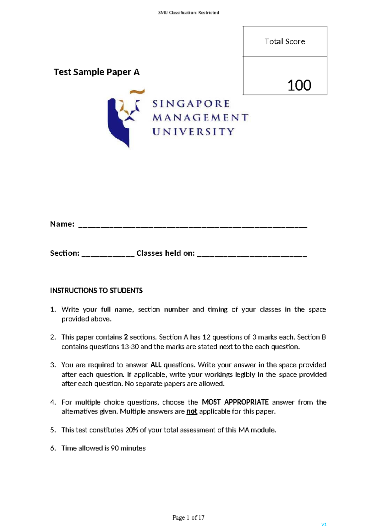 Test Sample Paper A - MA Module Assessment (20% Weight) - Studocu