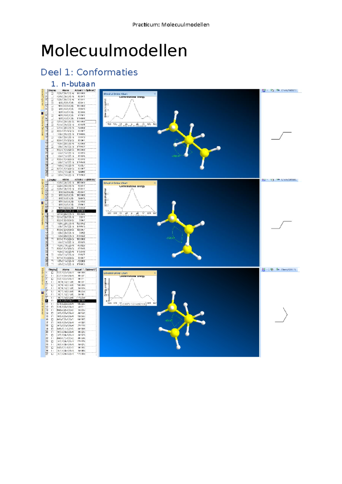 Practicum Molecuulmodellen: Conformaties en Stereoisomerie Analyse ...
