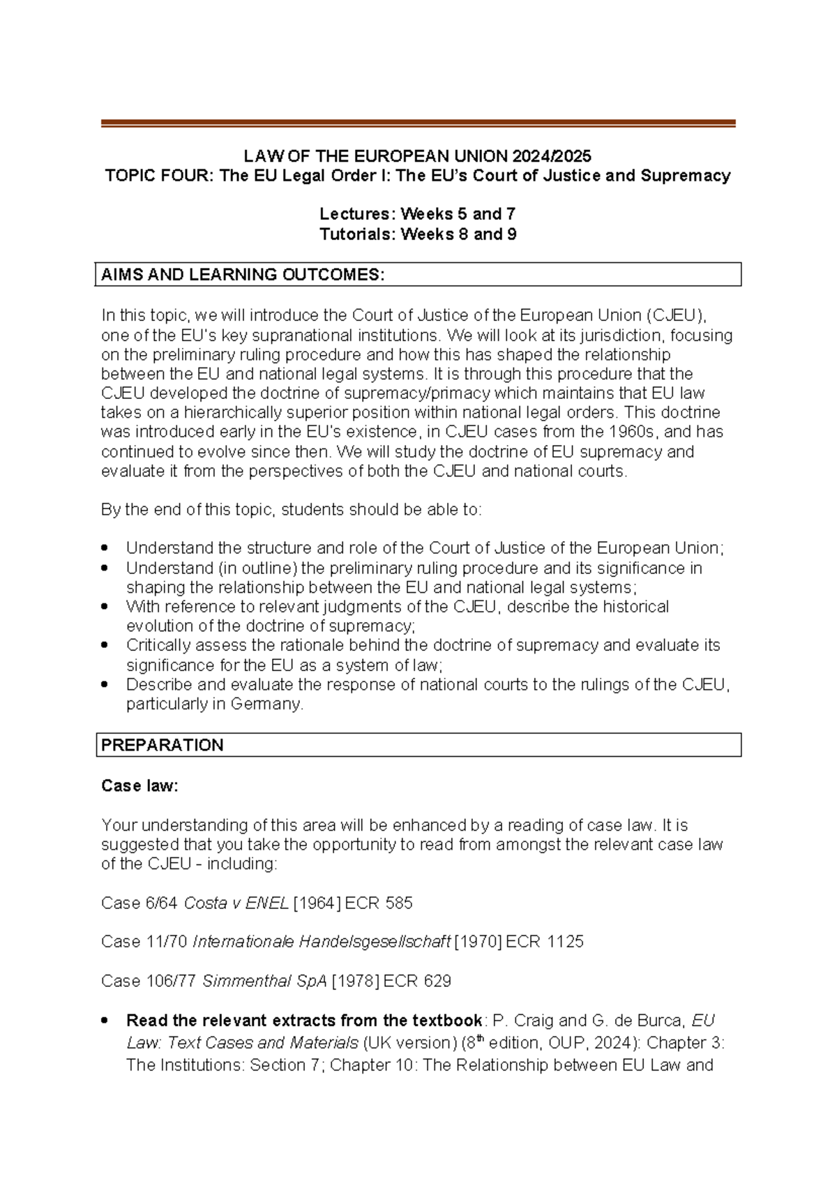 Law of the EU 24-25 - Tutorial 4 (English version) - LAW OF THE ...