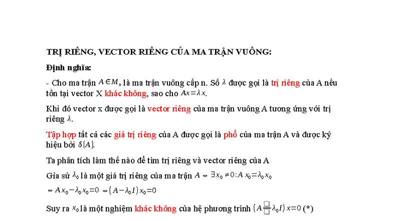 TRỊ RIÊNG VÀ VECTOR RIÊNG CỦA MA TRẬN VUÔNG: ĐỊNH NGHĨA VÀ PHÂN TÍCH ...