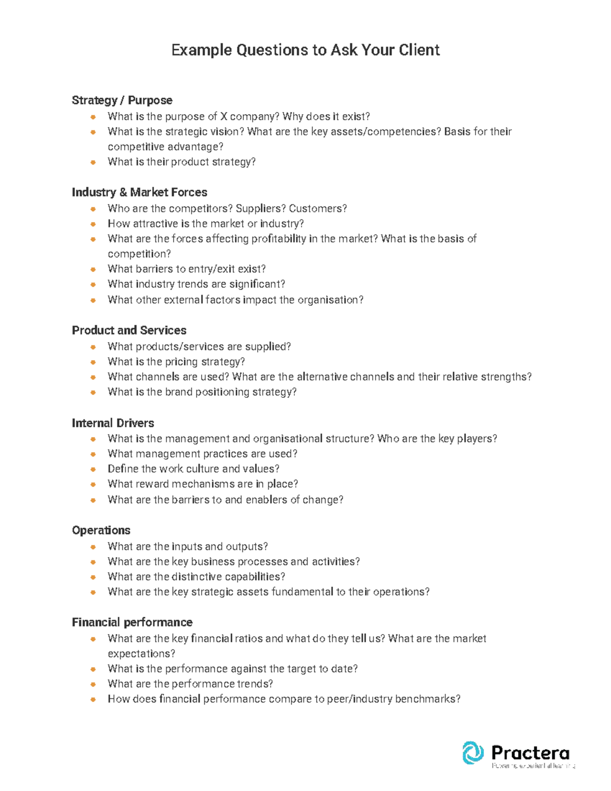 Client Strategy Questions: Key Insights for X Company - Studocu