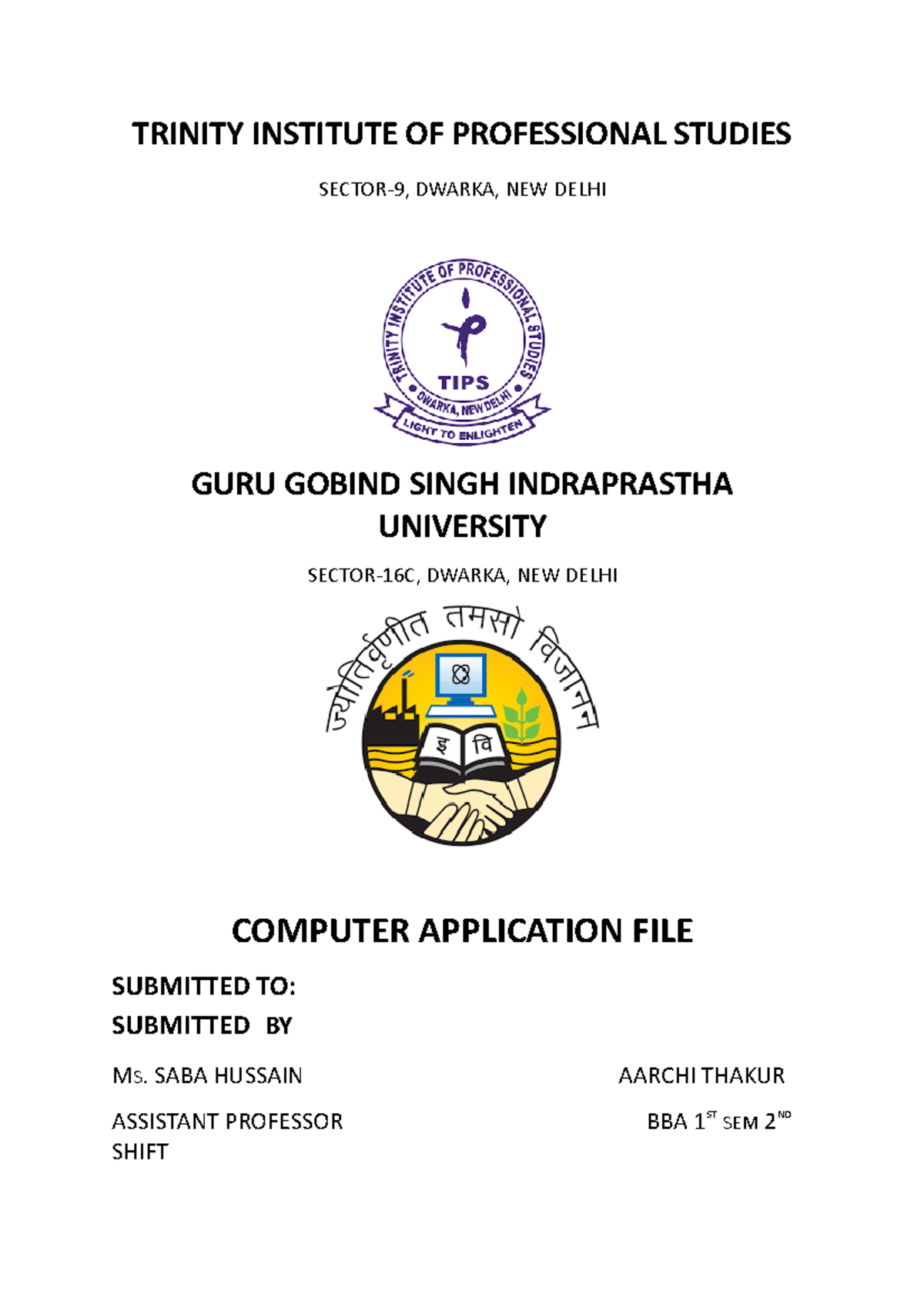 BBA 1st Sem CS & IT: Comprehensive Computer Application File - Studocu