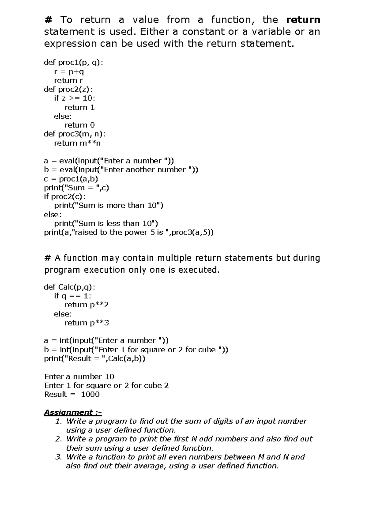 Python Functions-4 - Understanding Function Returns and Usage - Studocu