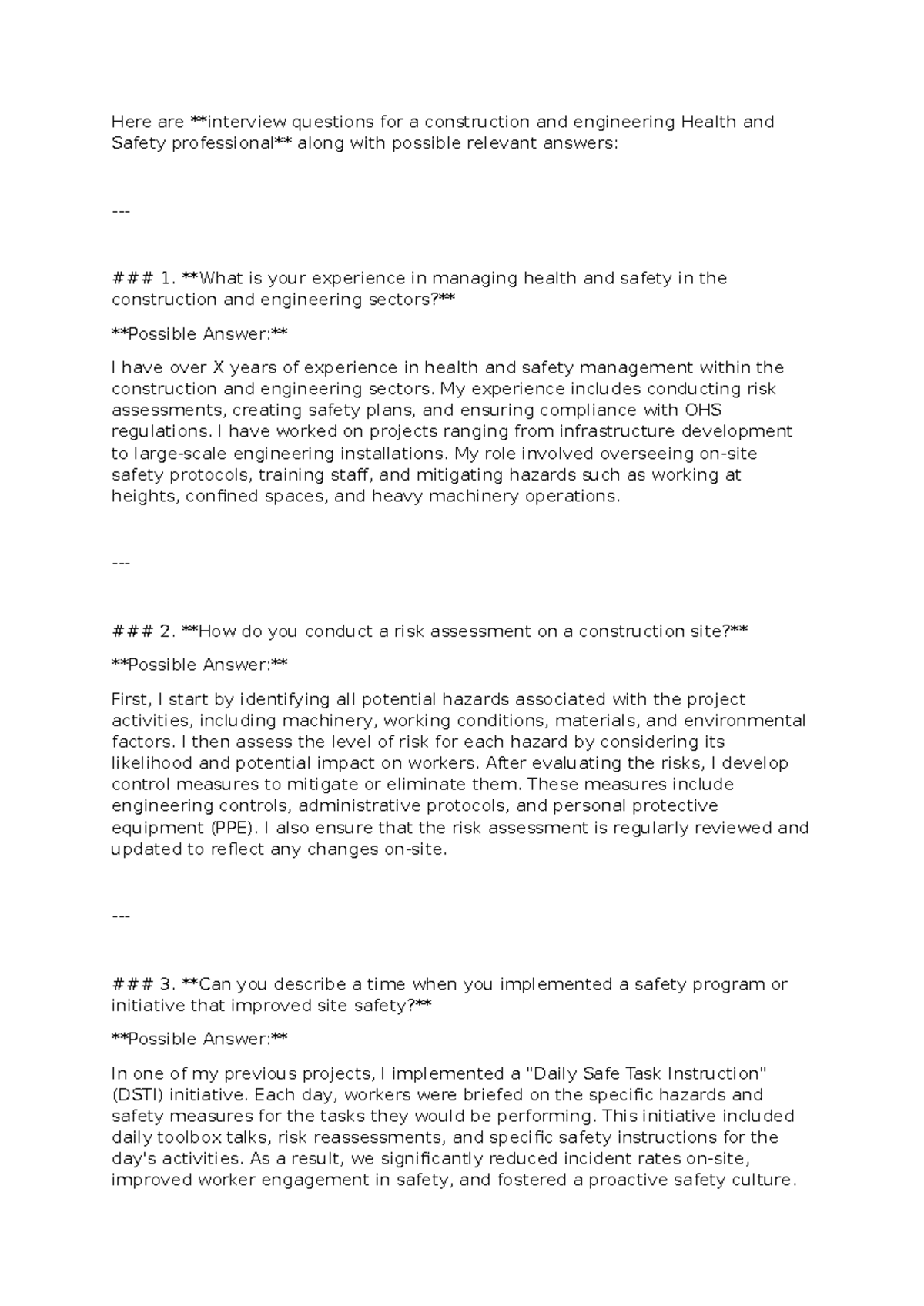 Construction Health & Safety Interview Q&A: Insights for Professionals ...
