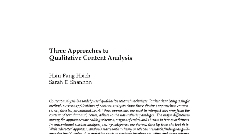 3 Shannon 2003 Three Approaches to Qualitative Content Analysis ...