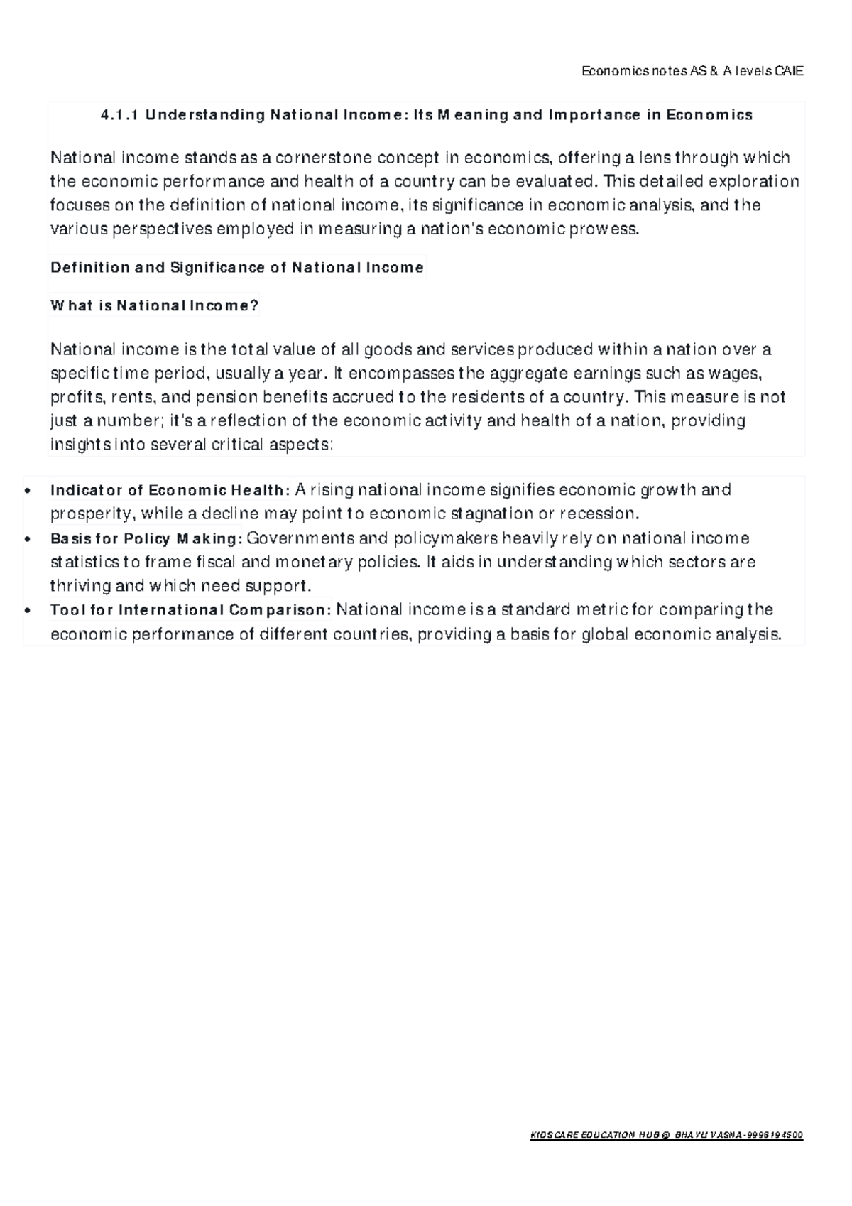 Economics Notes AS A Levels CAIE: Understanding National Income and ...