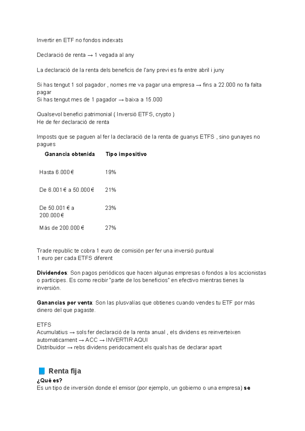 Coneixements Bàsics sobre ETF i Impostos: Guia Pràctica - Studocu