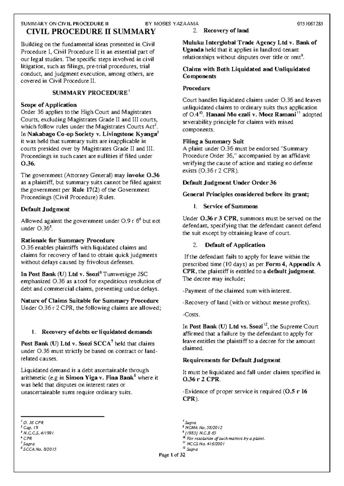 Civil Procedure II Summary: Key Concepts and Procedures - Studocu