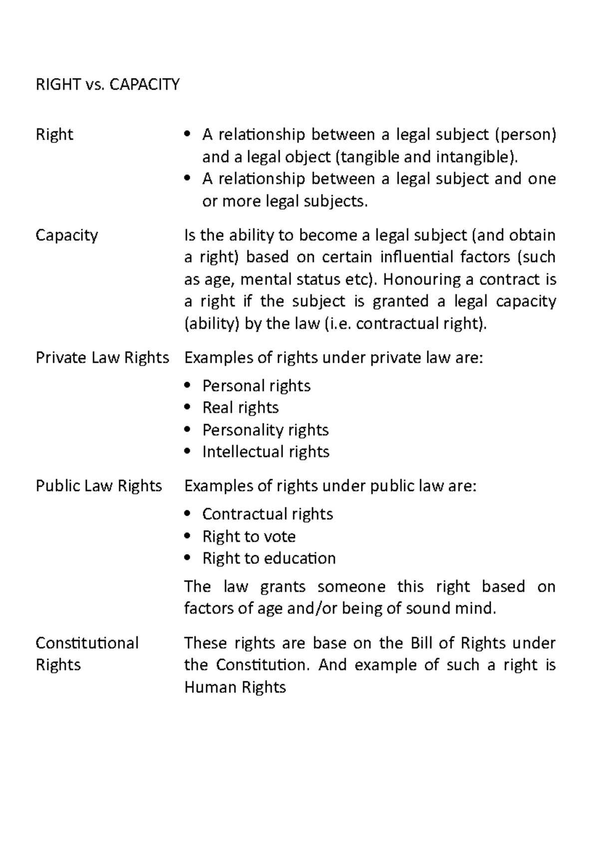 SCL1501 Understanding Rights and Capacity in Law - Studocu