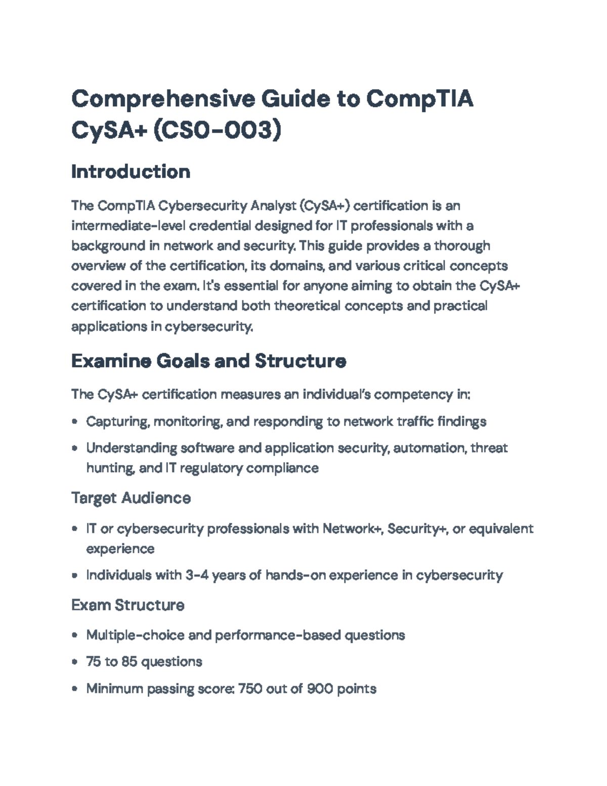CompTIA CySA+ (CS0-003) Certification Study Guide and Overview ...