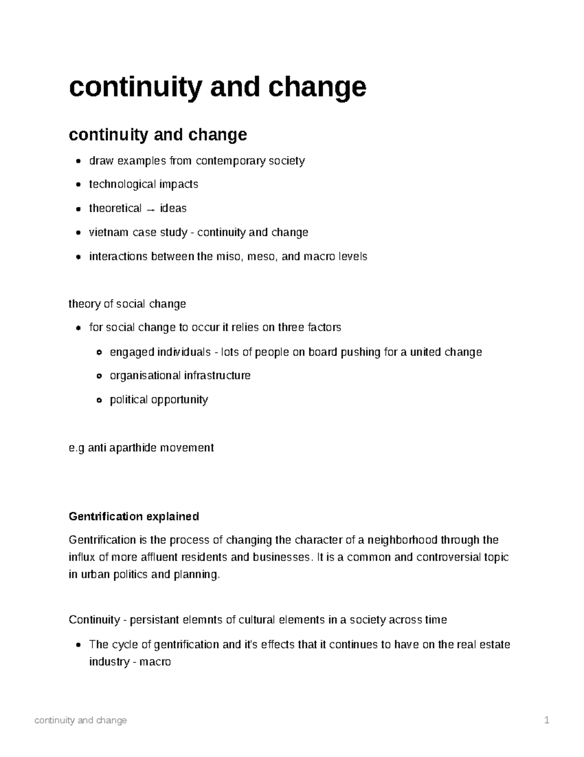 Society and Culture: Continuity and Change Notes (SOC101) - Studocu
