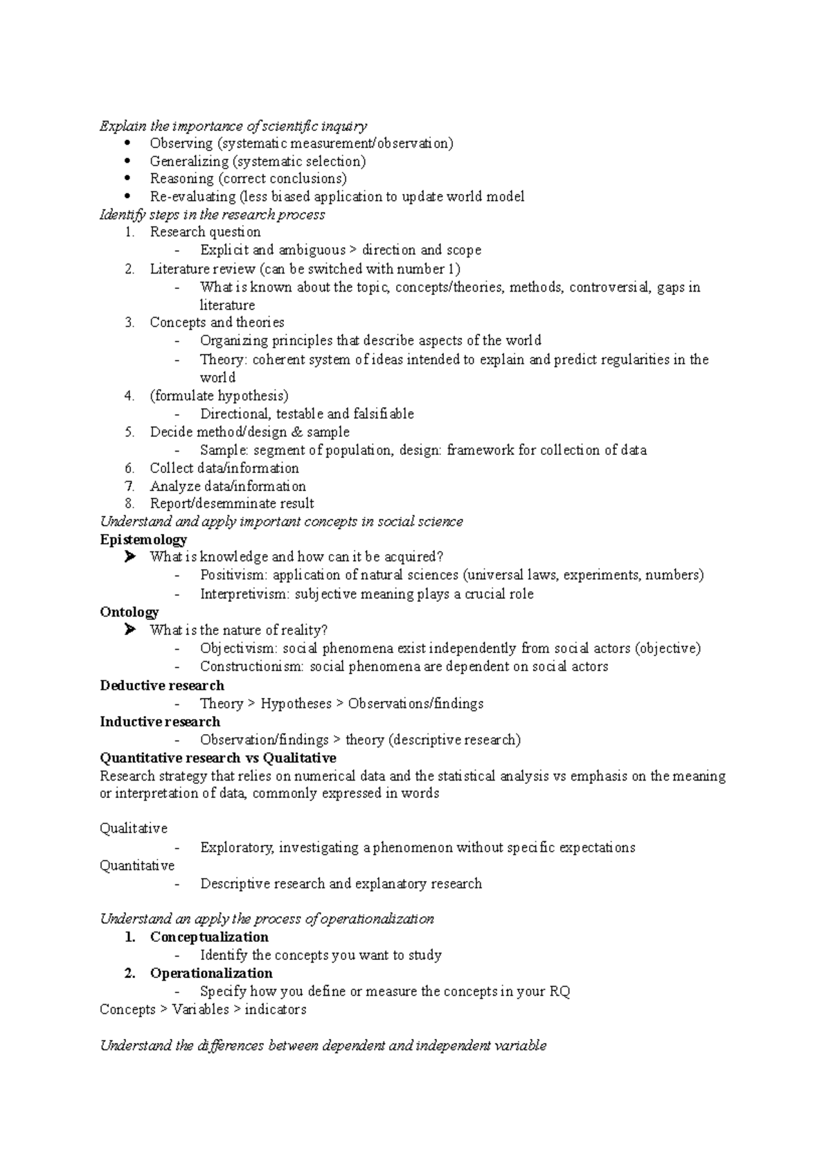 DRI-101 Final Exam Prep: Key Concepts in Scientific Inquiry and ...