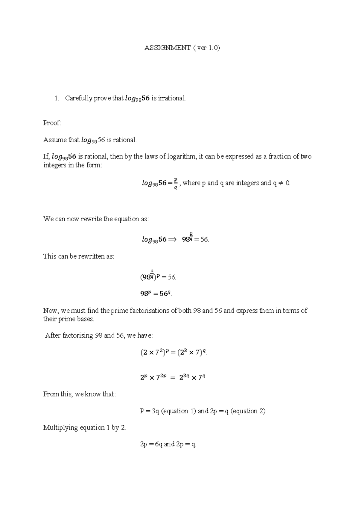 Discrete maths assignment Final version - ASSIGNMENT ( ver 1) 1 ...