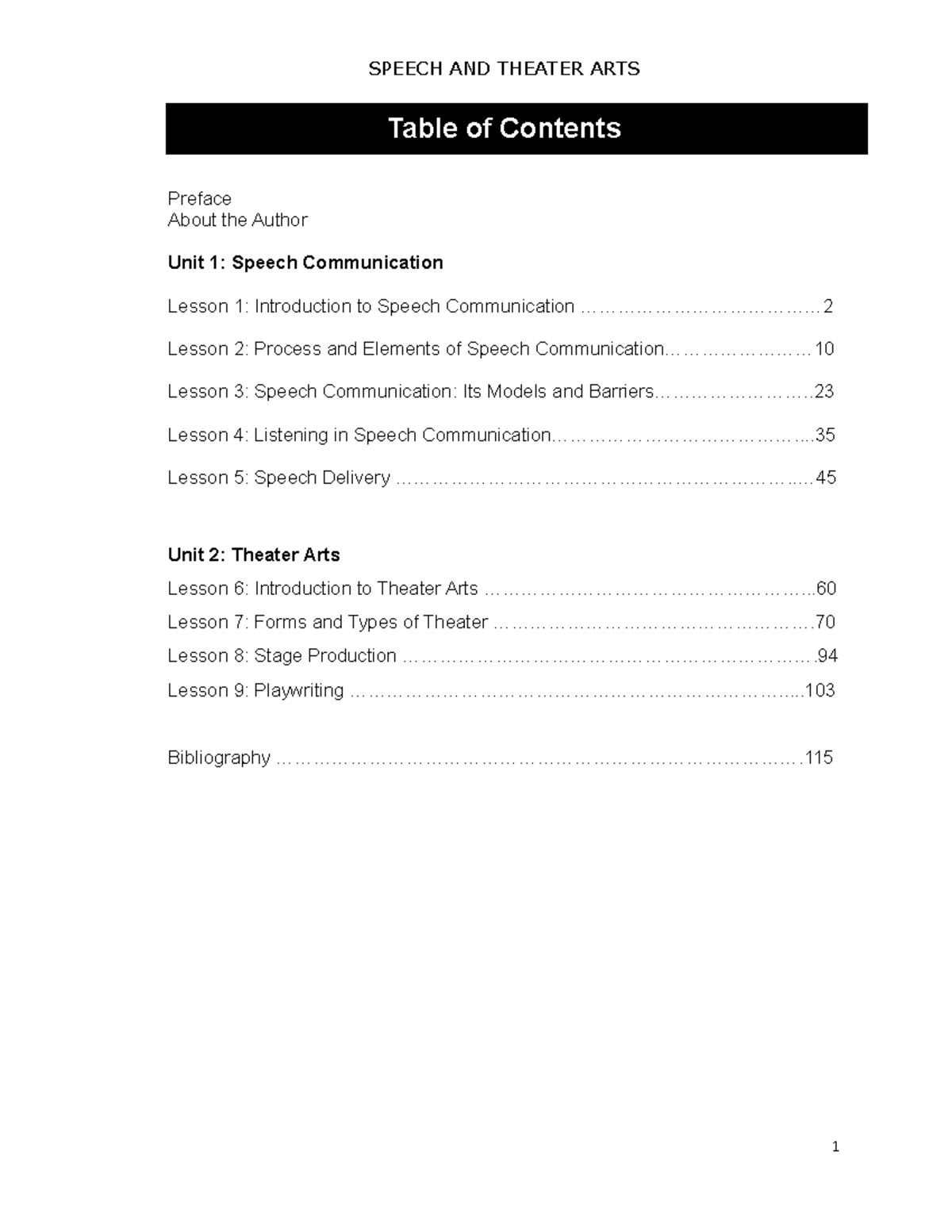 Speech Communication and Theater Arts Overview: Key Lessons and ...