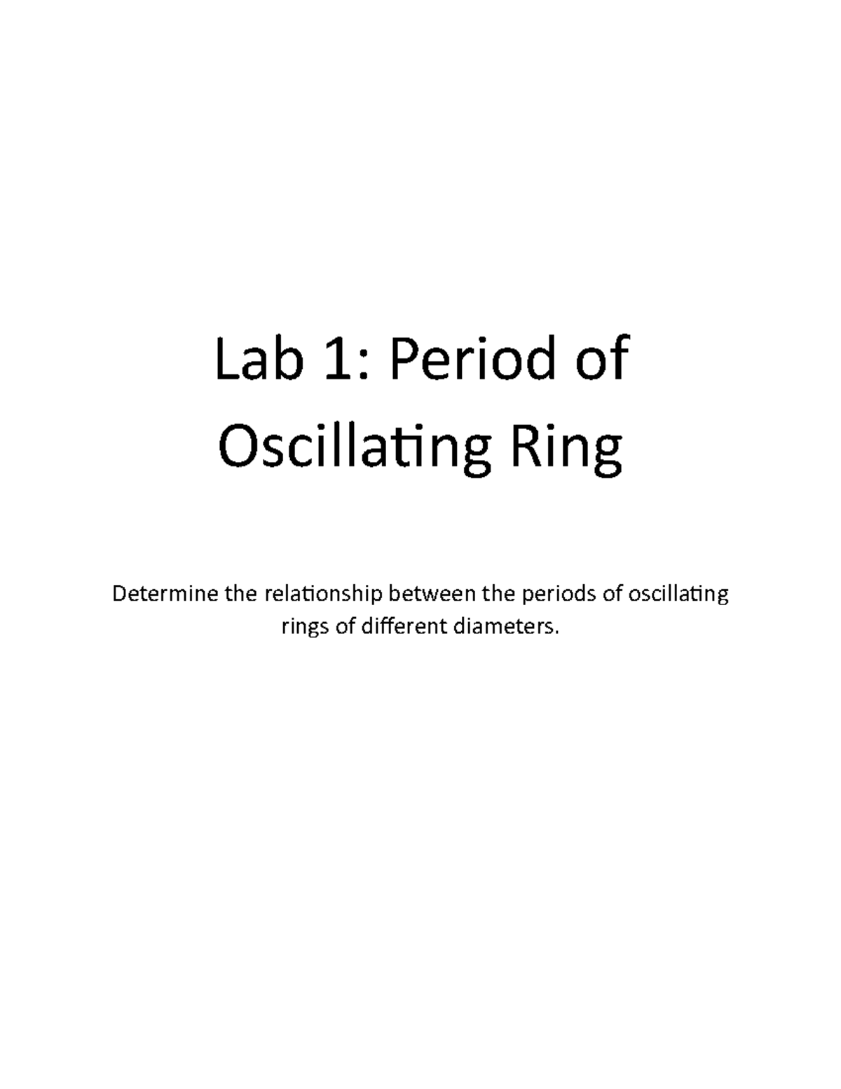 Lab 1 Practical Report: Period Relation of Oscillating Rings - Studocu
