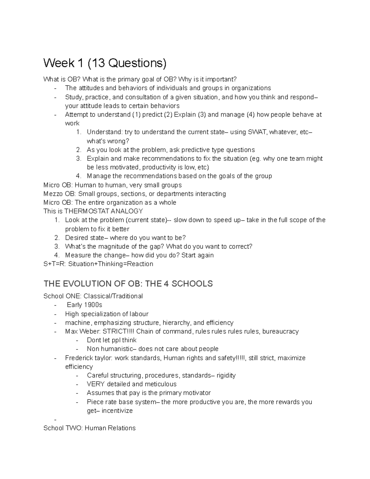 Organizational Behavior (OB) Midterm Study Guide: Key Concepts ...