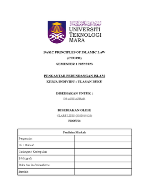 Topik 4 CTU 091 NOTA - TOPIK 4 KEISTIMEWAAN PERUNDANGAN ISLAM ...