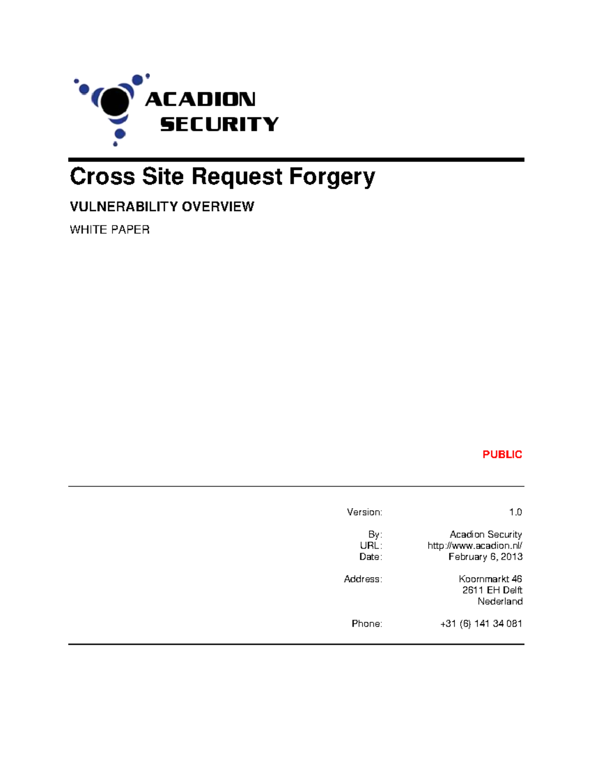 CSRF Vulnerability Overview: A Comprehensive White Paper (CSRF-101 ...