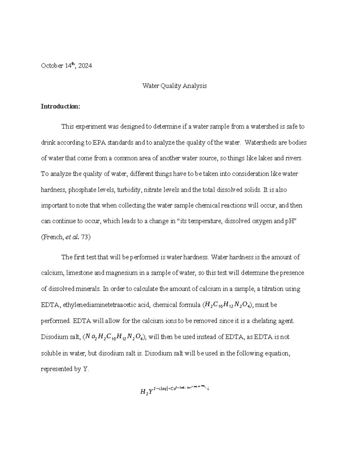 13 - experiment 13 - October 14th, 2024 Water Quality Analysis ...
