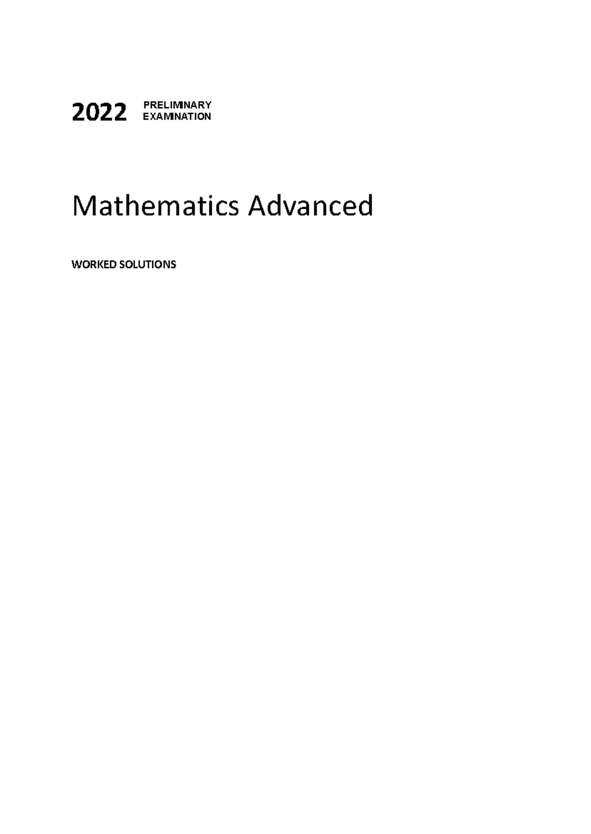 2022 Year 11 Mathematics Advanced Prelim Exam Solutions - Studocu