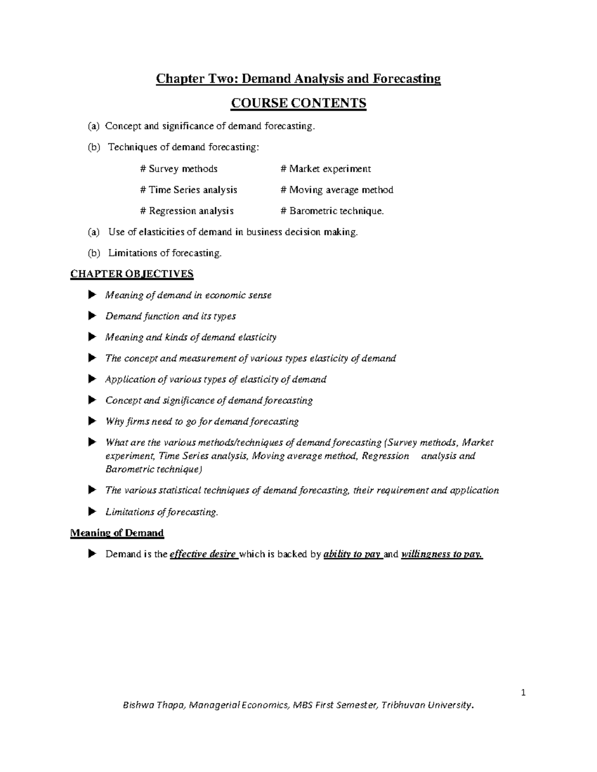 MBS Unit 2-1 - Unit 2 masters in business management - 1 Chapter Two ...