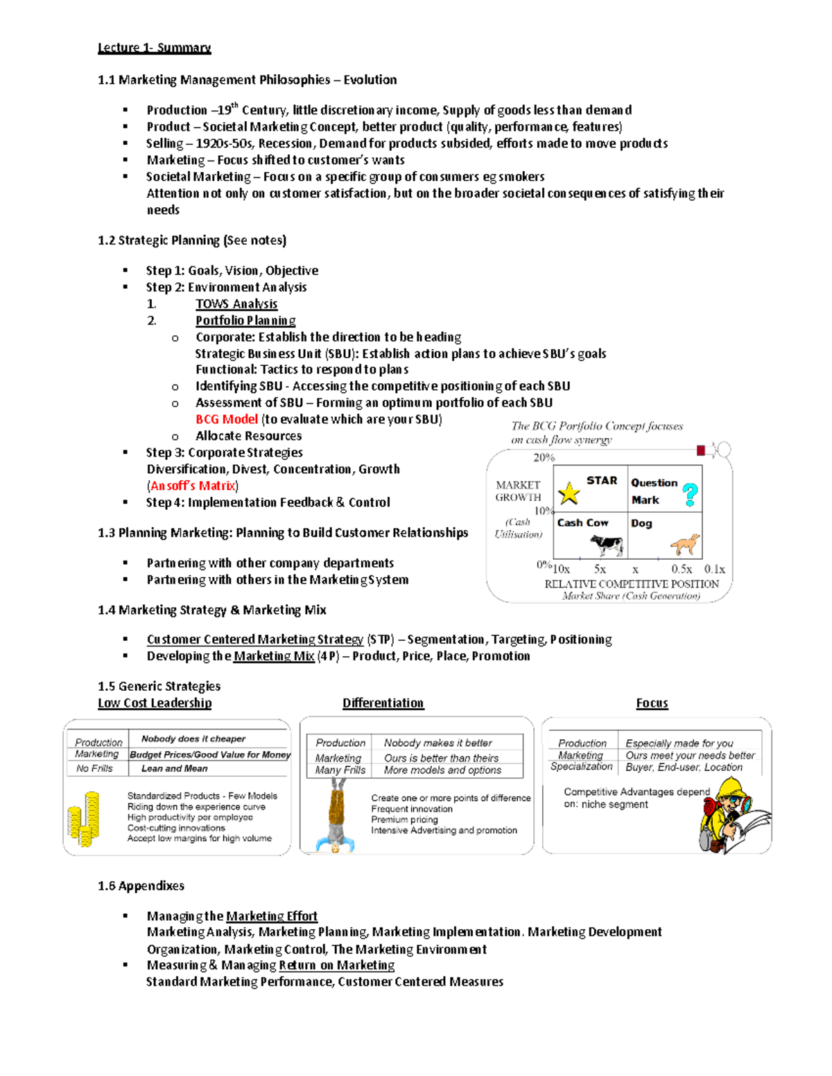 Lecture Notes on Marketing Management (Lectures 1-12) - Overview - Studocu