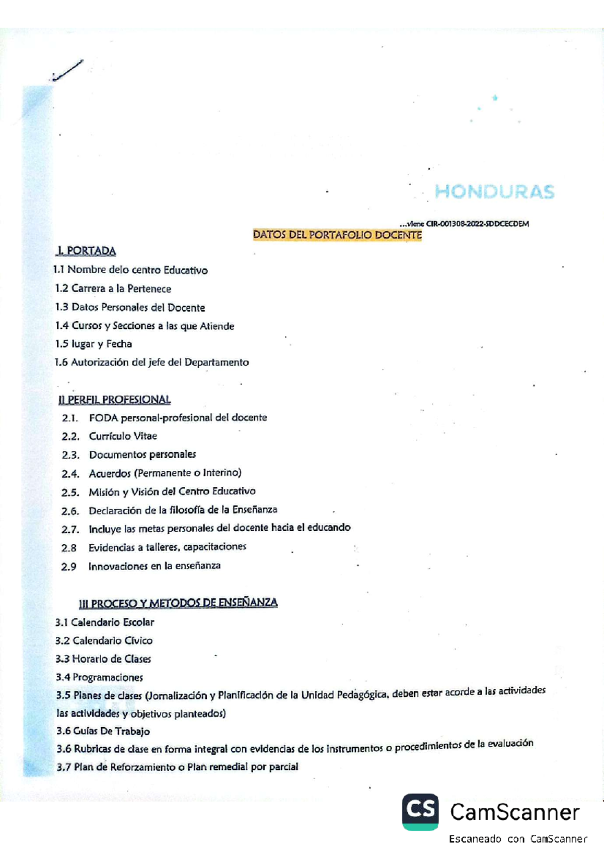 Datos del Portafolio Docente - Honduras (CS) - Studocu