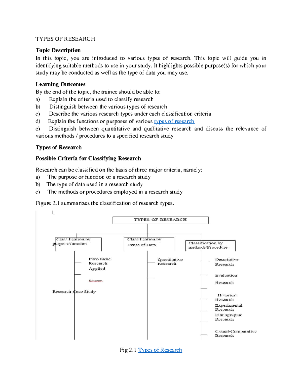 Types of Research: Classifications and Methodologies Overview - Studocu