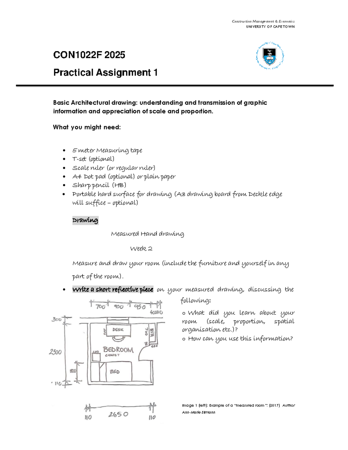 CON1022F 2025 Practical Assignment 1: Basic Architectural Drawing - Studocu