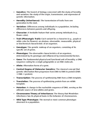 Genetics - Study Notes & Assignments - Studocu