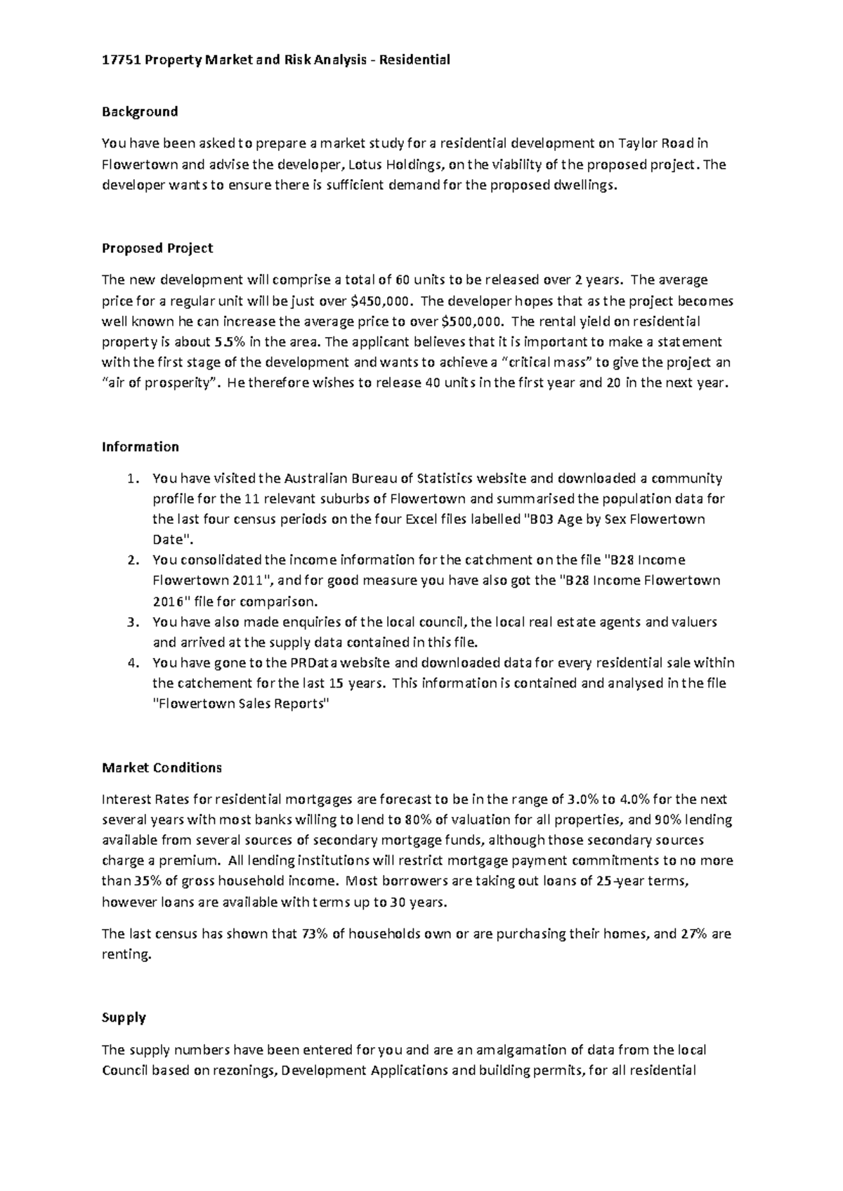 Supply and Demand Analysis - Residential (Instruction) - 17751 Property ...