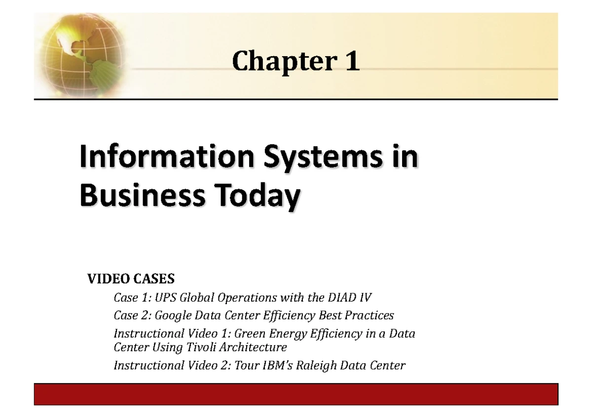 MIS 101: Chapter 1 - Information Systems in Global Business Today - Studocu