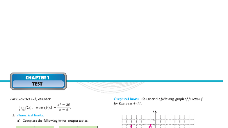 CHAPTER 1 TEST: Limits and Graphs - FTU Course Code - Studocu