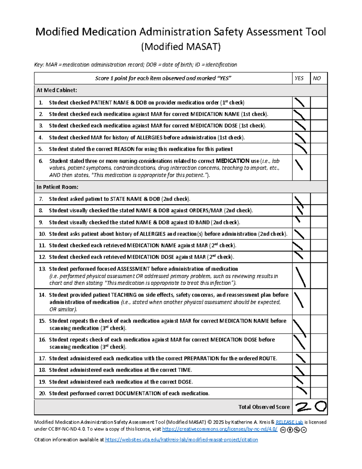 Modified MASAT Final Assessment Tool for Medication Safety - Studocu
