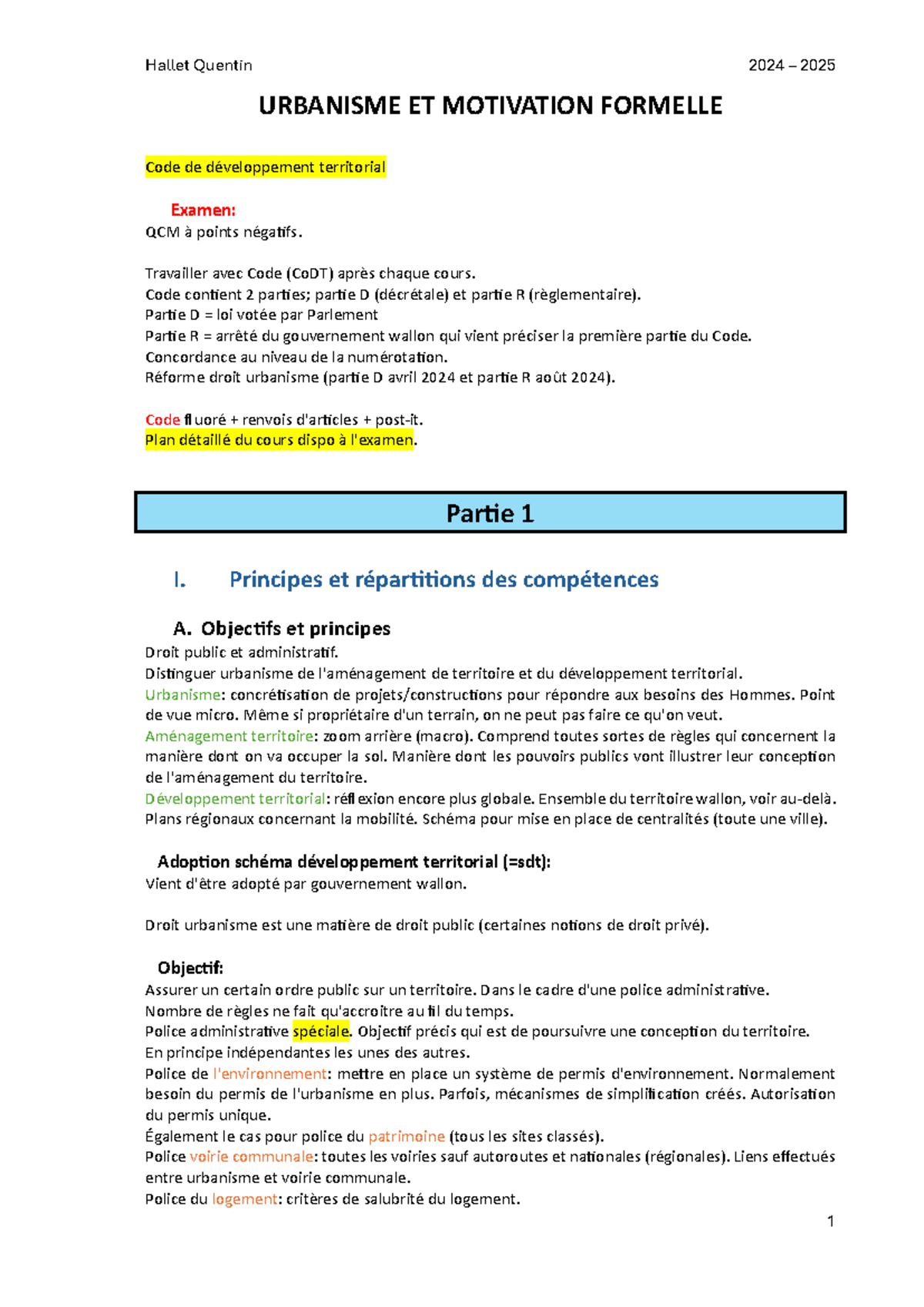 Synthèse Urbanisme 2024-2025: Examen CoDT et Développement Territorial ...