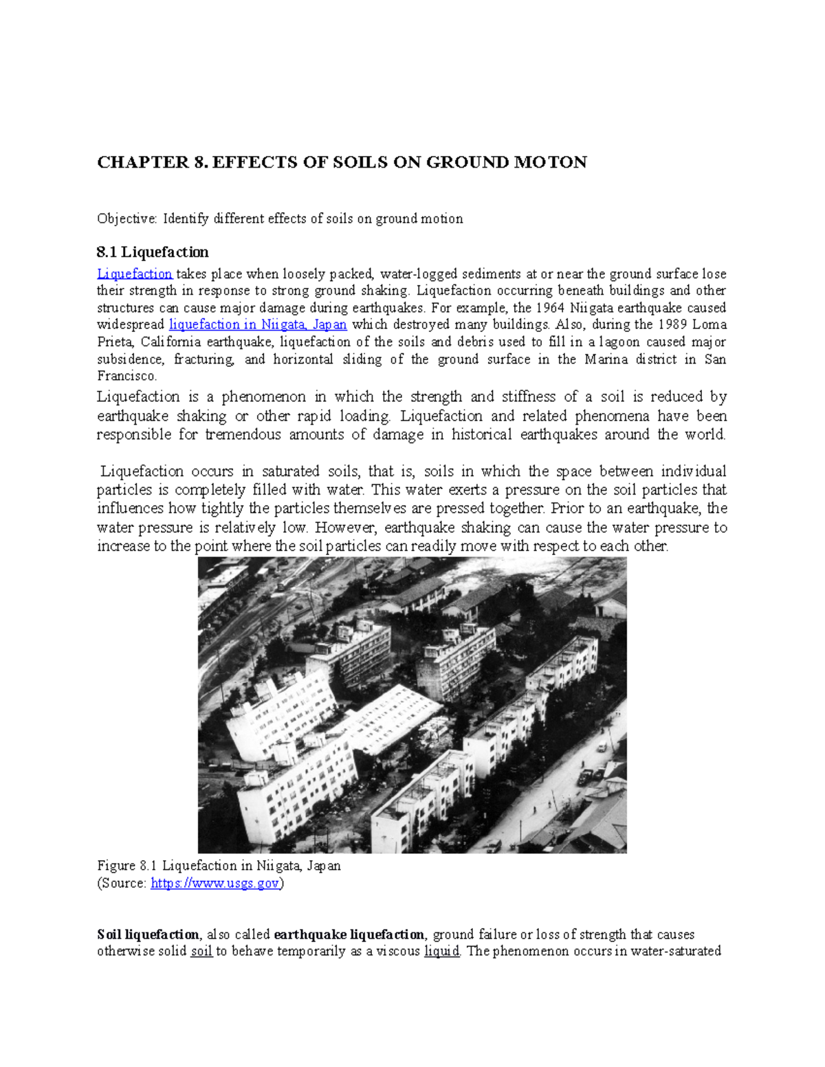 Chapter 8: Soil Liquefaction and Its Impact on Ground Motion - Studocu