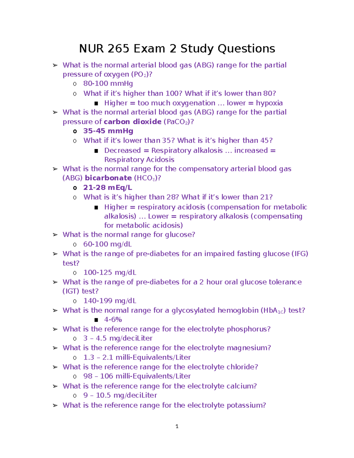 NUR 265 Exam 2 Comprehensive Study Guide & Key Concepts - Studocu