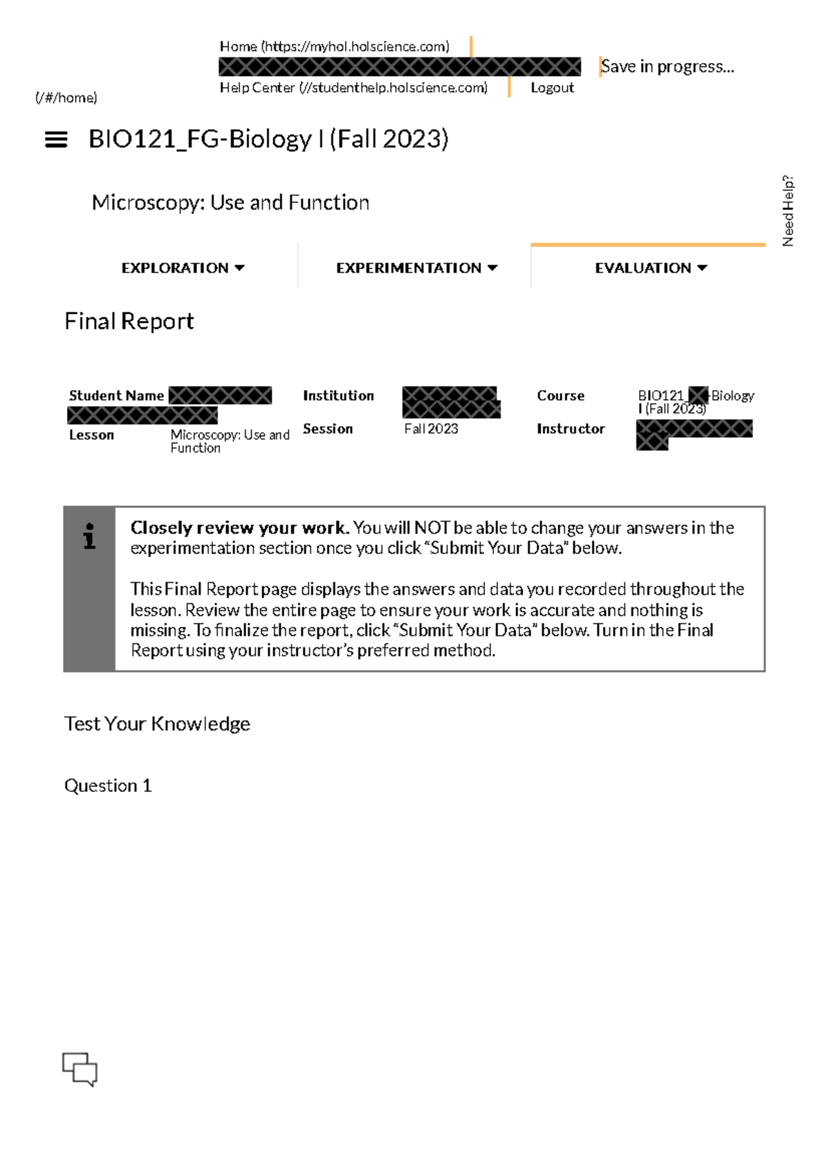 BIO121 Lab Report: Microscopy Use and Function (Fall 2023) - Studocu
