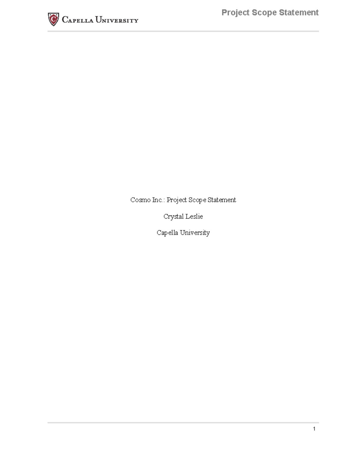 Cosmo Inc. Project Scope Statement - PM-FPX5332 Assessment 1 - Studocu