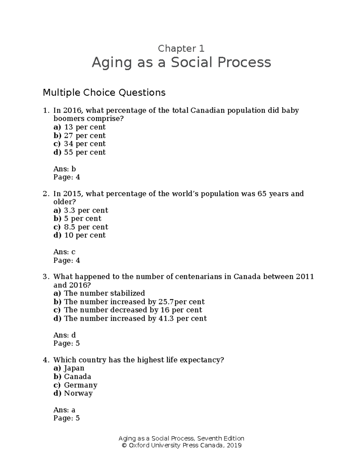 9780199028429 Wister 7e TB Chapter 1 - Chapter 1 Aging as a Social ...